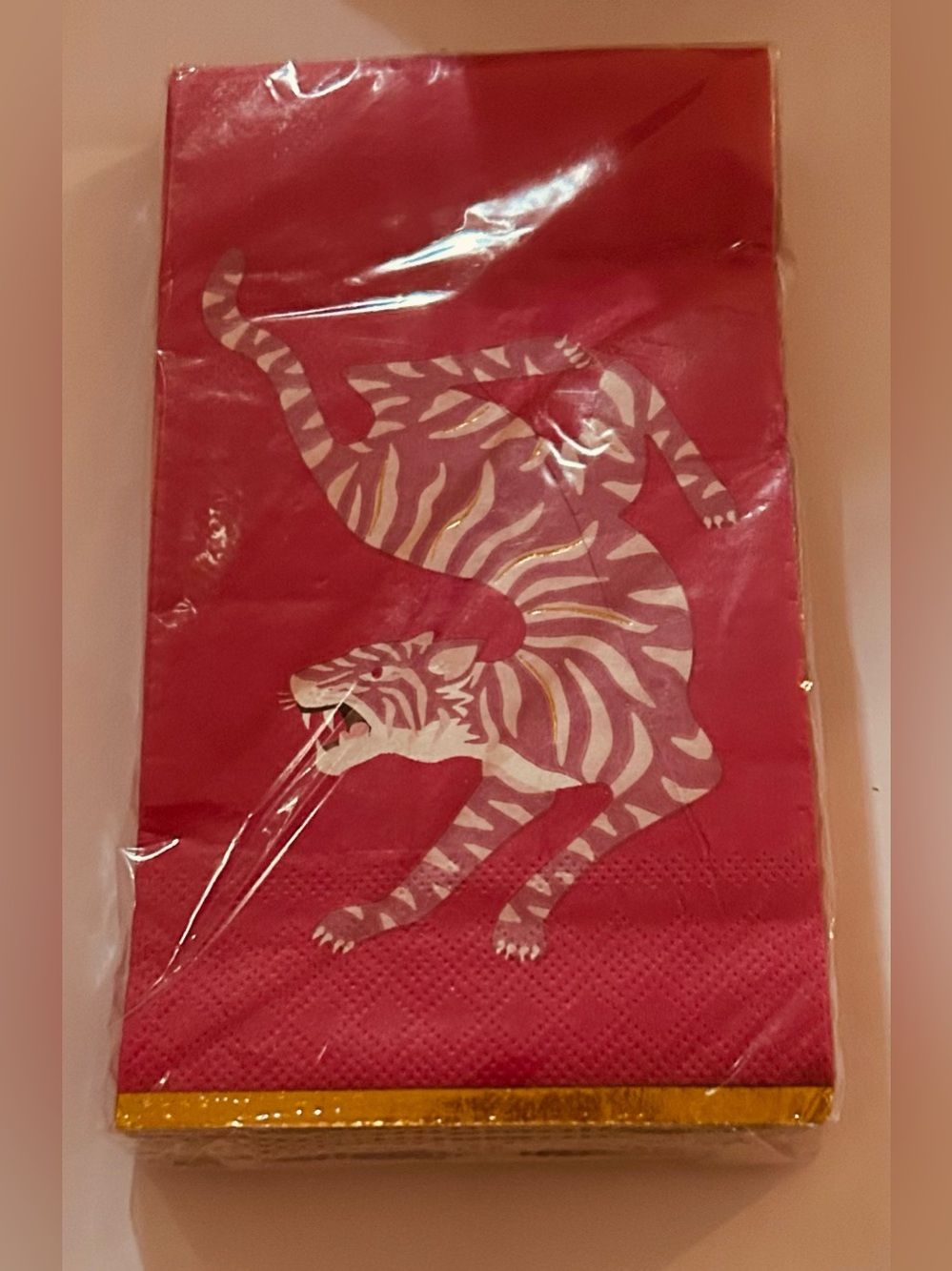 New 100 Pink Tiger Guest Napkins 4 5/8” x 7 13/16” made in Vietnam - Picture 12 of 13